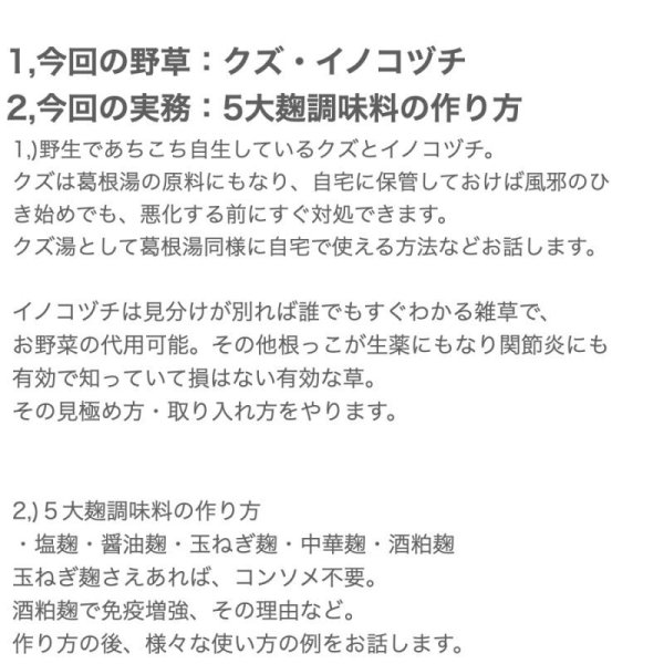 画像3: 【8月15日(木）オンライン講座】自然と暮らす講座・葛・イノコヅチの座学と活用方法・5大麹調味料の作り方と取り入れ方（塩麹・醤油麹＿玉ねぎ麹・中華麹・酒粕麹） (3)